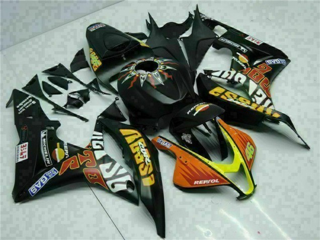 2007-2008 Black Yellow Repsol 46 Honda CBR600RR Motorcycle Bodywork 2007-2008 Black Yellow Repsol 46 Honda CBR600RR Motorcycle Bodywork