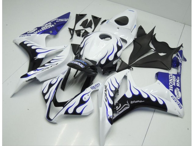 2007-2008 White Blue Flame Honda CBR600RR Bike Fairings 2007-2008 White Blue Flame Honda CBR600RR Bike Fairings