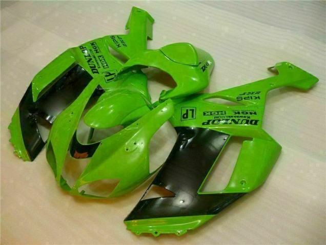 2007-2008 Green Black Dunlop Kawasaki ZX6R Motorbike Fairing Kits 2007-2008 Green Black Dunlop Kawasaki ZX6R Motorbike Fairing Kits