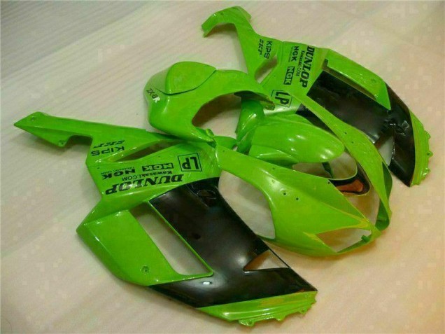 2007-2008 Green Black Dunlop Kawasaki ZX6R Motorbike Fairing Kits 2007-2008 Green Black Dunlop Kawasaki ZX6R Motorbike Fairing Kits