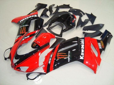 Abs 2007-2008 Monster In Red Kawasaki ZX6R Motorcycle Fairing Kit