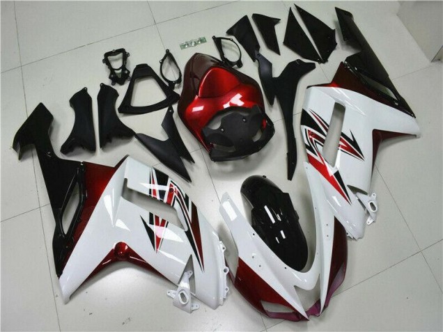 2007-2008 White Black Red Kawasaki ZX6R Motorbike Fairings