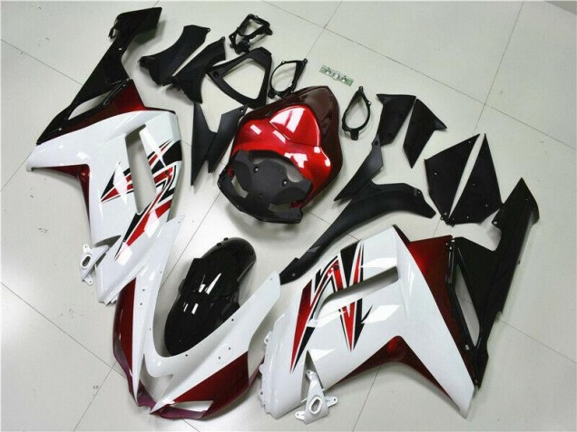 2007-2008 White Black Red Kawasaki ZX6R Motorbike Fairings