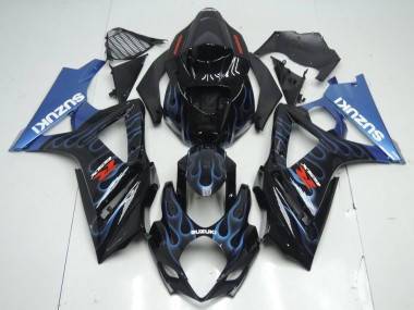 Abs 2007-2008 Black Blue Flame Suzuki GSXR 1000 K7 Motorcycle Fairing Kit