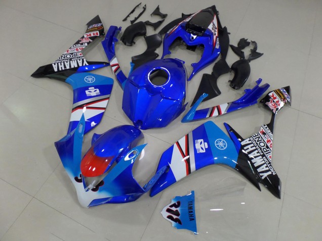 2007-2008 Blue White Black Stickers Yamaha YZF R1 Motorcycle Fairing 2007-2008 Blue White Black Stickers Yamaha YZF R1 Motorcycle Fairing