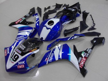 Abs 2007-2008 White Blue Yamaha YZF R1 Moto Fairings