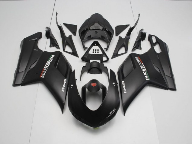 2007-2014 Matte Black with White Decals Ducati 848 1098 1198 Motorcycle Fairing 2007-2014 Matte Black with White Decals Ducati 848 1098 1198 Motorcycle Fairing