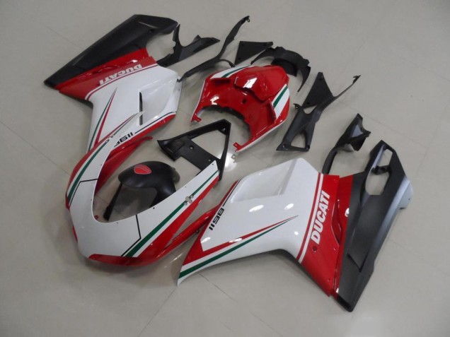 2007-2014 Red White Ducati 848 1098 1198 Replacement Motorcycle Fairings 2007-2014 Red White Ducati 848 1098 1198 Replacement Motorcycle Fairings