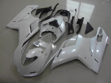 Abs 2007-2014 Pear White Black Decals Ducati 848 1098 1198 Motor Fairings