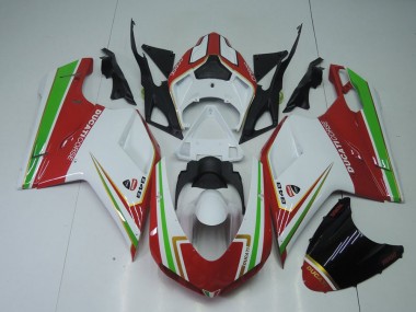 ABS 2007-2012 Red White and Green Ducati 848 1098 1198 Motorcycle Fairing Kits & Plastic Bodywork MF4024