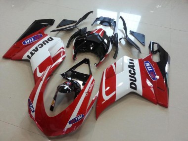 ABS 2007-2012 Red White Ducati 848 1098 1198 Motorcycle Fairing Kits & Plastic Bodywork MF4041