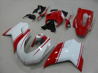 ABS 2007-2012 White and Red Racing Version Ducati 848 1098 1198 Motorcycle Fairing Kits & Plastic Bodywork MF4045