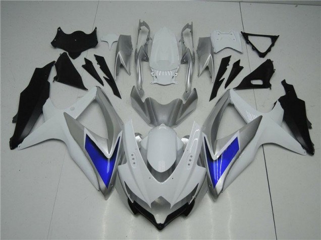 Abs 2008-2010 White Silver Blue Suzuki GSXR 600/750 Motorcycle Fairings Kit