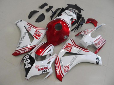 Abs 2008-2011 White Red HARC Pro PIAA 634 Honda CBR1000RR Motor Fairings