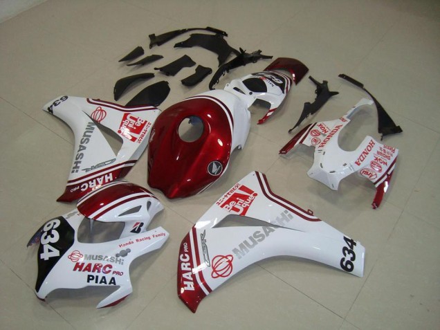 2008-2011 White Red HARC Pro PIAA 634 Honda CBR1000RR Motorcylce Fairings 2008-2011 White Red HARC Pro PIAA 634 Honda CBR1000RR Motorcylce Fairings
