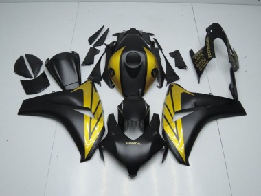 Abs 2008-2011 Matte Black and Gold Honda CBR1000RR Bike Fairings