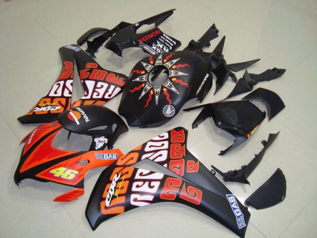 2008-2011 Rossi Matte Black Honda CBR1000RR Motorcycle Replacement Fairings 2008-2011 Rossi Matte Black Honda CBR1000RR Motorcycle Replacement Fairings