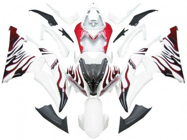 2008-2016 White Red Flame R6 Yamaha YZF R6 Motorbike Fairing 2008-2016 White Red Flame R6 Yamaha YZF R6 Motorbike Fairing
