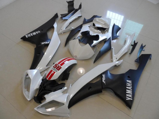 2008-2016 Pearl White and Black 58 Sic Yamaha YZF R6 Bike Fairing 2008-2016 Pearl White and Black 58 Sic Yamaha YZF R6 Bike Fairing