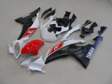 Abs 2008-2016 White and Matte Black Yamaha YZF R6 Moto Fairings