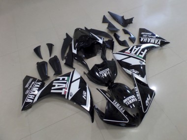 2009-2011 Black White Fiat Yamaha YZF R1 Motorcycle Fairing Kit