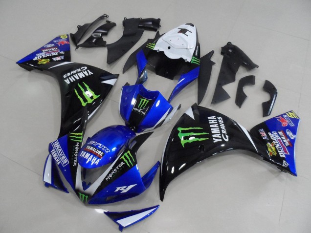 2009-2011 Blue Black Monster Yamaha YZF R1 Bike Fairings 2009-2011 Blue Black Monster Yamaha YZF R1 Bike Fairings