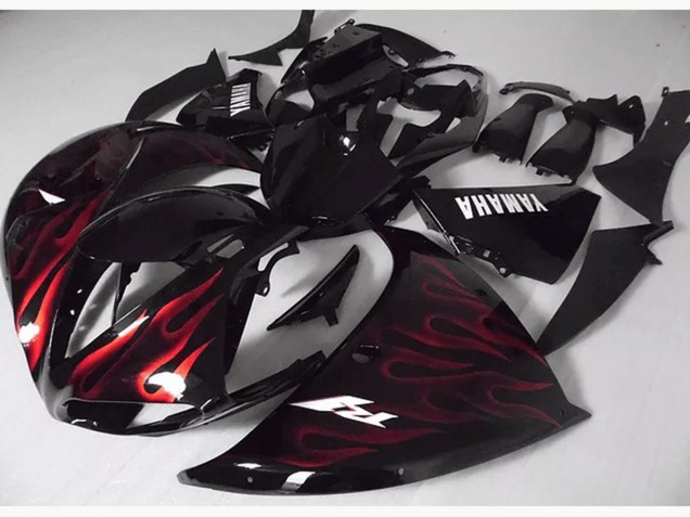 2009-2011 Red Black Flame Yamaha YZF R1 Bike Fairings 2009-2011 Red Black Flame Yamaha YZF R1 Bike Fairings