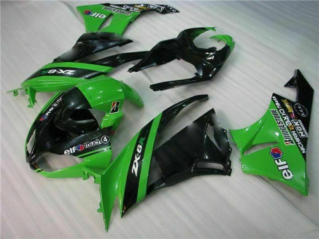 2009-2012 Black Green Kawasaki ZX6R Motorcycle Fairing