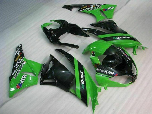 2009-2012 Black Green Kawasaki ZX6R Motorcycle Fairing