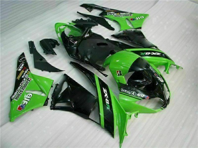 2009-2012 Green Black Kawasaki ZX6R Motor Bike Fairings