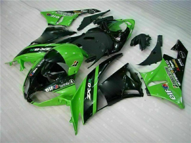 Abs 2009-2012 Green Black Kawasaki ZX6R Motor Bike Fairings