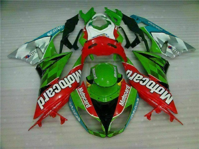 2009-2012 Red Green Motocard Kawasaki ZX6R Replacement Motorcycle Fairings