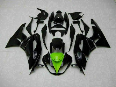 Abs 2009-2012 Black Green Kawasaki ZX6R Moto Fairings