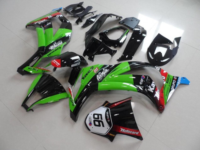 Abs 2011-2015 Green Black with Number 66 Kawasaki ZX10R Motorcyle Fairings