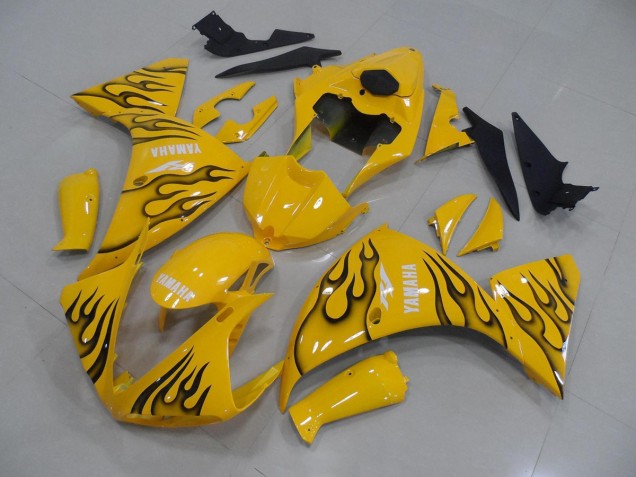 2012-2014 Yellow Black Flame Yamaha YZF R1 Motorcyle Fairings 2012-2014 Yellow Black Flame Yamaha YZF R1 Motorcyle Fairings