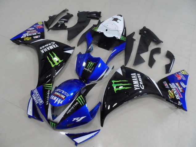 2012-2014 Blue Black Monster Yamaha YZF R1 Motorcycle Fairing Kits 2012-2014 Blue Black Monster Yamaha YZF R1 Motorcycle Fairing Kits