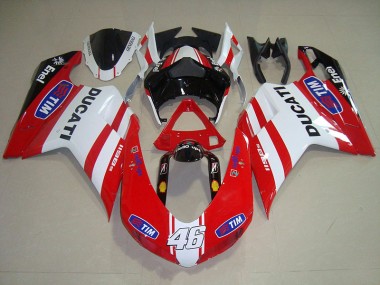 2007-2014 Red White Tim 46 Ducati 1098 Motorcycle Fairing Kit