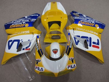 Abs 1993-2005 Yellow White Fila Ducati 748 Bike Fairings