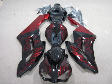 2004-2005 Black Red Flame Honda CBR1000RR Bike Fairings