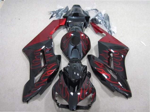 Abs 2004-2005 Black Red Flame Honda CBR1000RR Bike Fairings