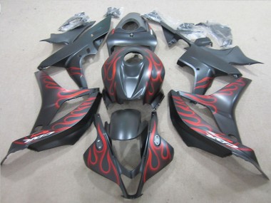 2007-2008 Black with Red Flame Honda CBR600RR Motorcylce Fairings