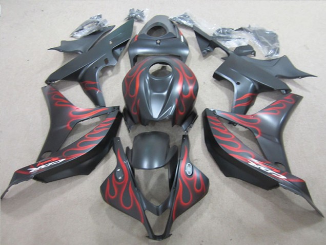 2007-2008 Black with Red Flame Honda CBR600RR Motorcylce Fairings 2007-2008 Black with Red Flame Honda CBR600RR Motorcylce Fairings