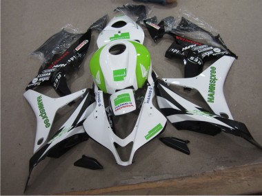 Abs 2007-2008 White Green Hannspree Honda CBR600RR Bike Fairings