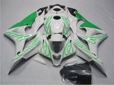2007-2008 White Green Flame Honda CBR600RR Motorcycle Fairings Kits