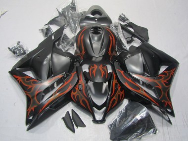 2009-2012 Black Orange Flame Honda CBR600RR Motorcylce Fairings
