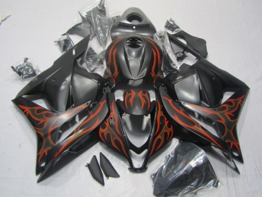 Abs 2009-2012 Black Orange Flame Honda CBR600RR Motorcylce Fairings