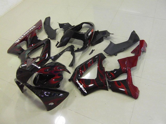 Abs 2000-2001 Black Red Flame Honda CBR900RR 929 Motorcylce Fairings