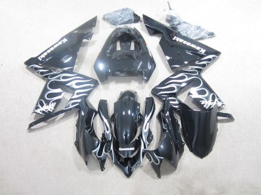 Abs 2003-2005 Black White Flame Kawasaki ZX10R Motorcycle Fairings