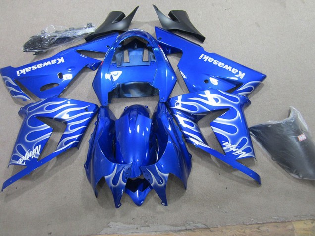 2003-2005 Blue White Flame Kawasaki ZX10R Bike Fairings 2003-2005 Blue White Flame Kawasaki ZX10R Bike Fairings
