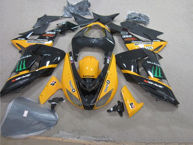 2006-2007 Black Yellow Touch4 Monster Kawasaki ZX10R Motorcycle Fairing 2006-2007 Black Yellow Touch4 Monster Kawasaki ZX10R Motorcycle Fairing
